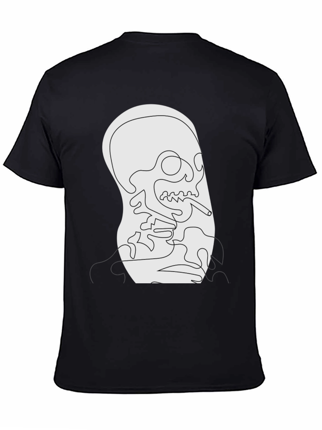 Unique Skull Line Art Black T-Shirt