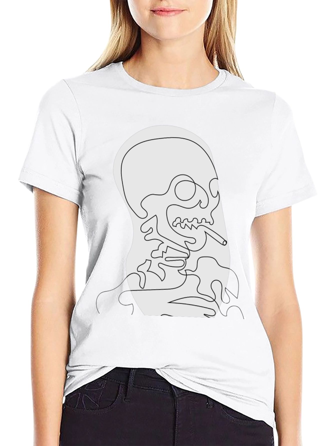 Unique Skull Line Art Black T-Shirt