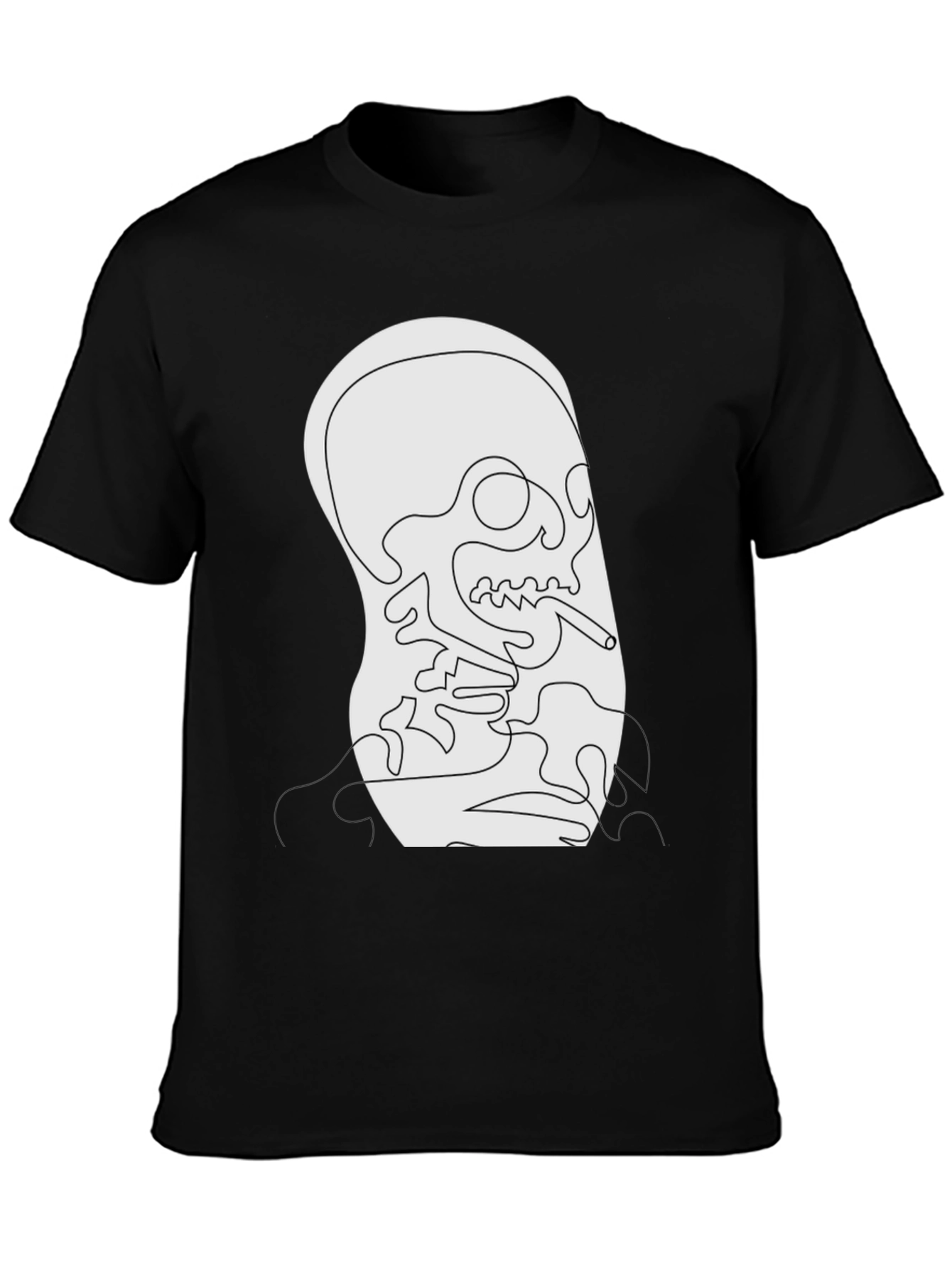 Unique Skull Line Art Black T-Shirt