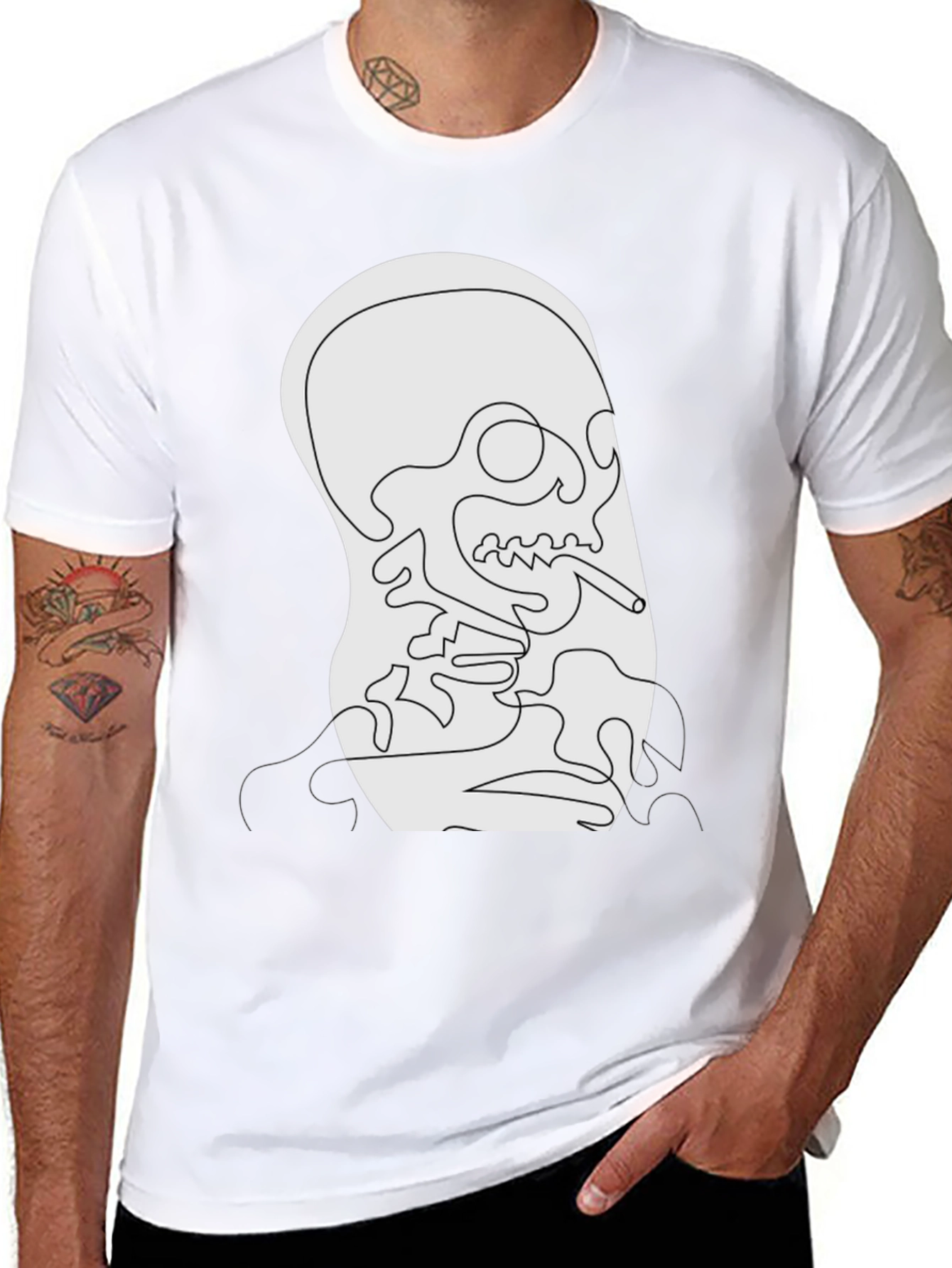 Unique Skull Line Art Black T-Shirt