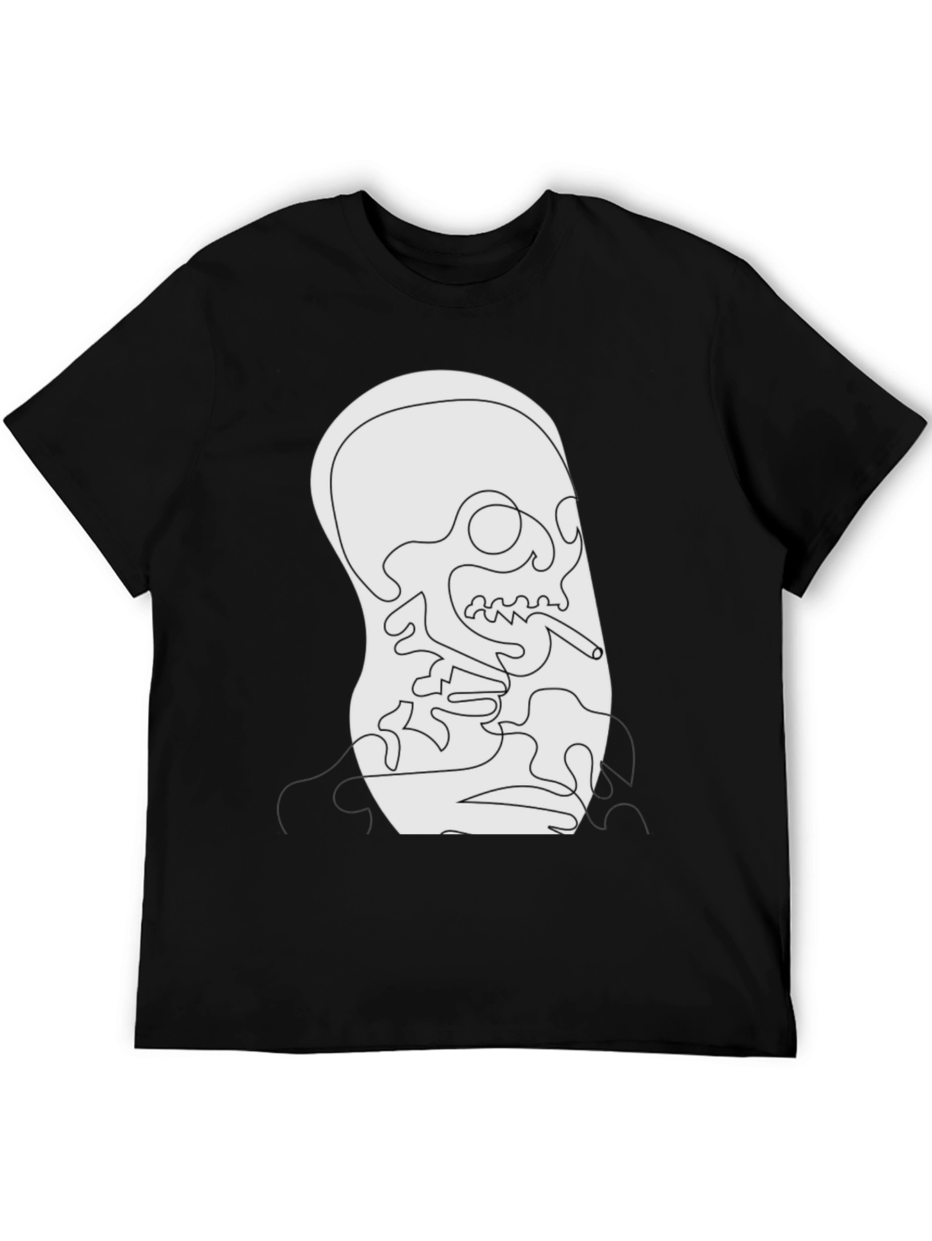 Unique Skull Line Art Black T-Shirt