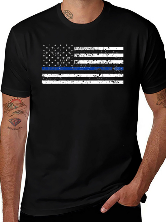 Thin Blue Line American Flag Graphic Tee