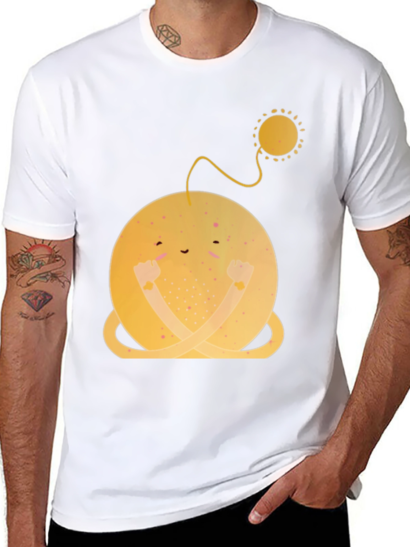 Smiling Planet Graphic Tee - Black Cotton Comfort