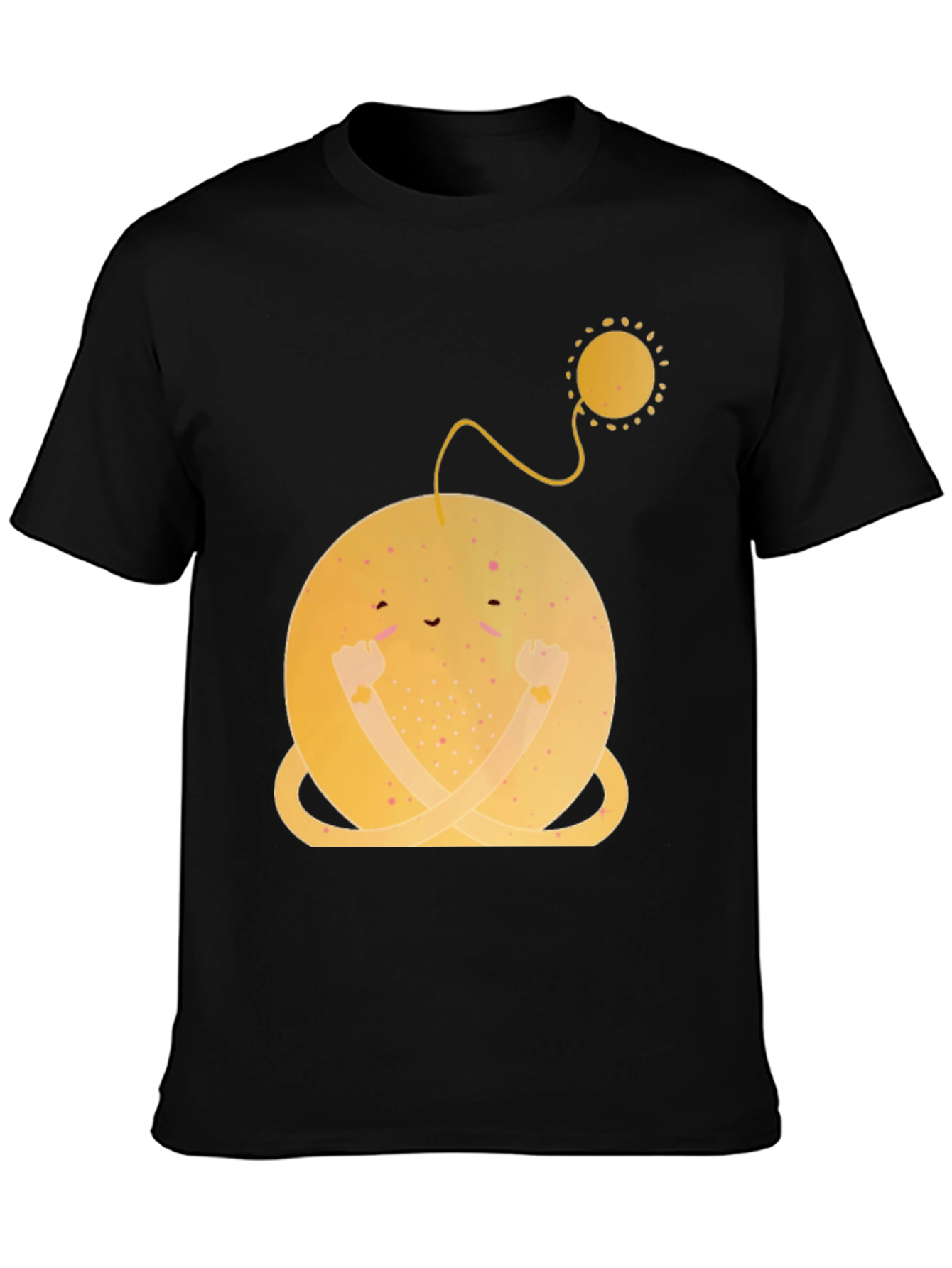 Smiling Planet Graphic Tee - Black Cotton Comfort