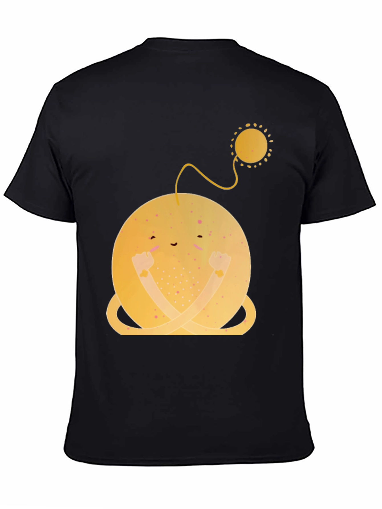 Smiling Planet Graphic Tee - Black Cotton Comfort