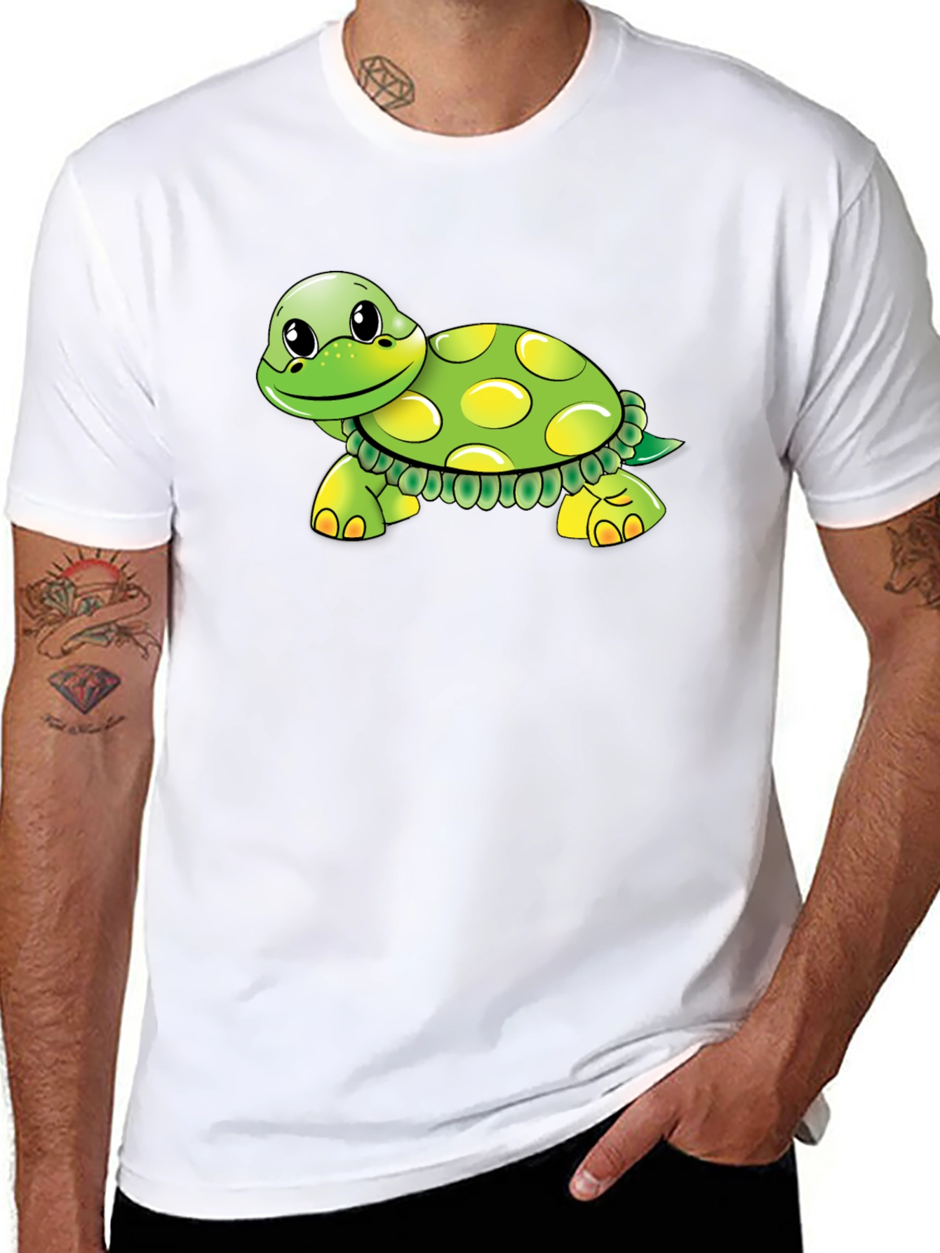 Turtle Cartoon Graphic Black T-Shirt