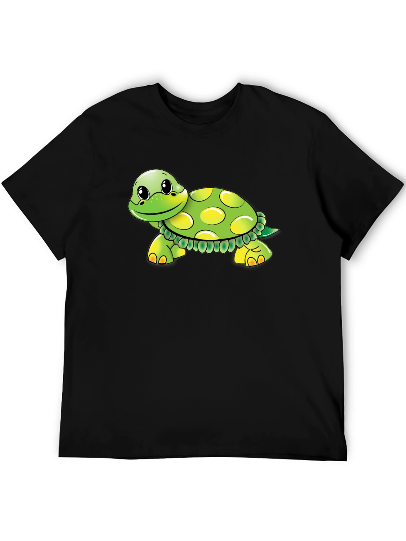 Turtle Cartoon Graphic Black T-Shirt