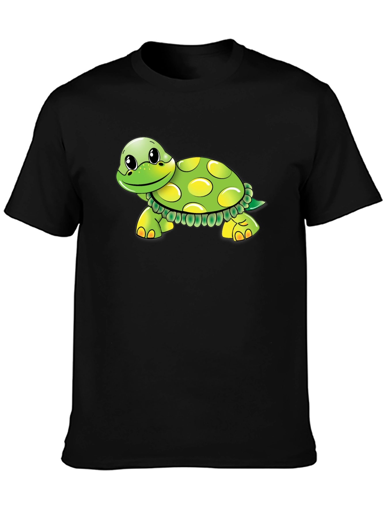 Turtle Cartoon Graphic Black T-Shirt