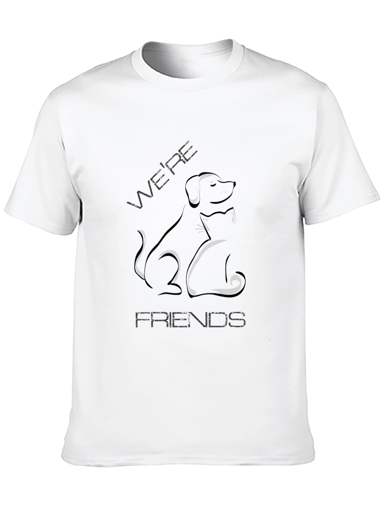 Dog and Cat Were Friends Black T-Shirt