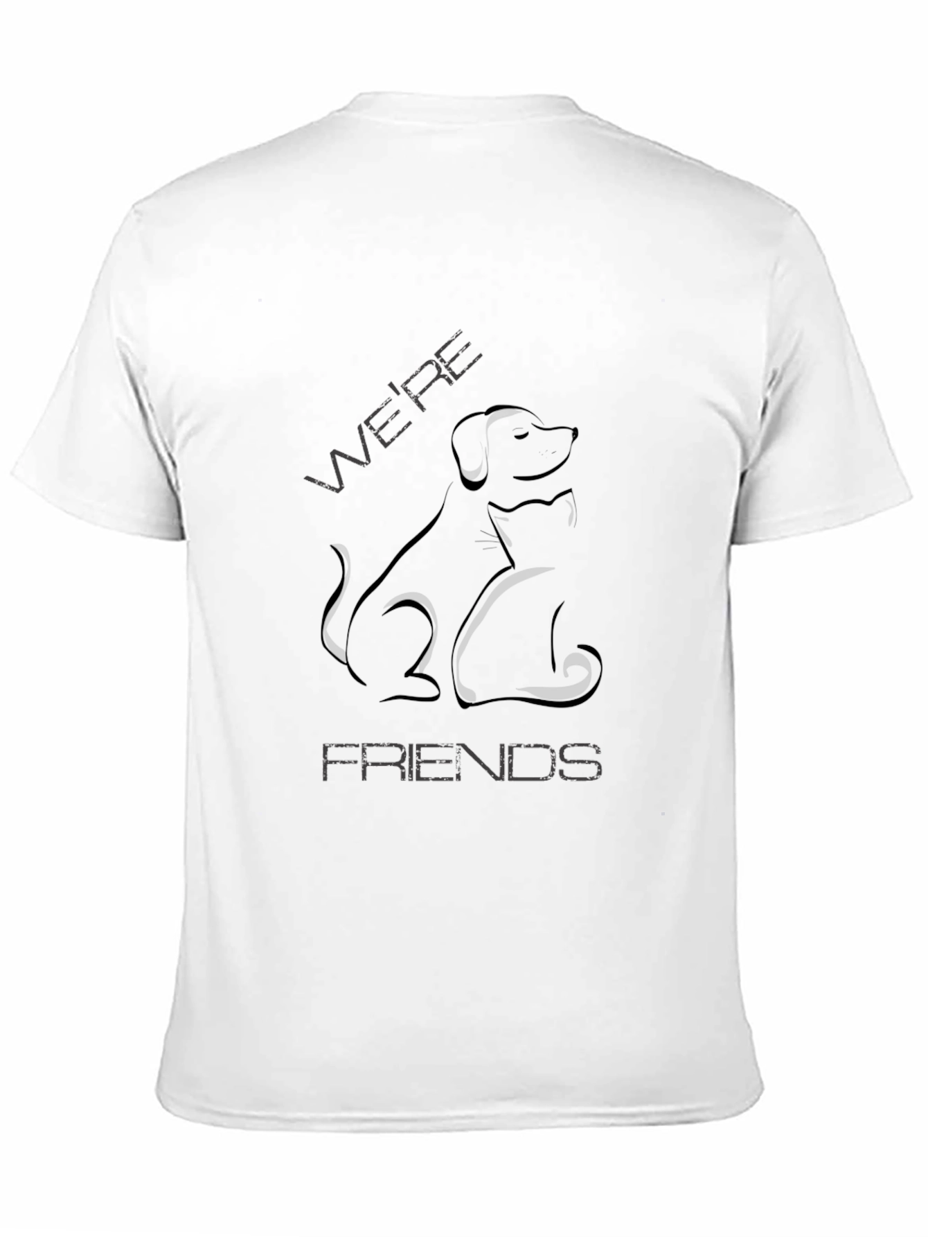 Dog and Cat Were Friends Black T-Shirt
