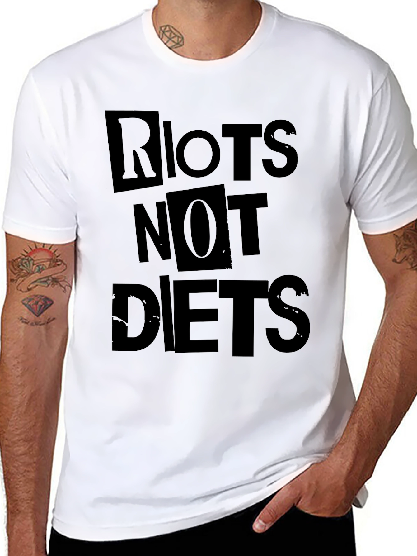 Riots Not Diets Graphic Tee - Bold Statement Shirt
