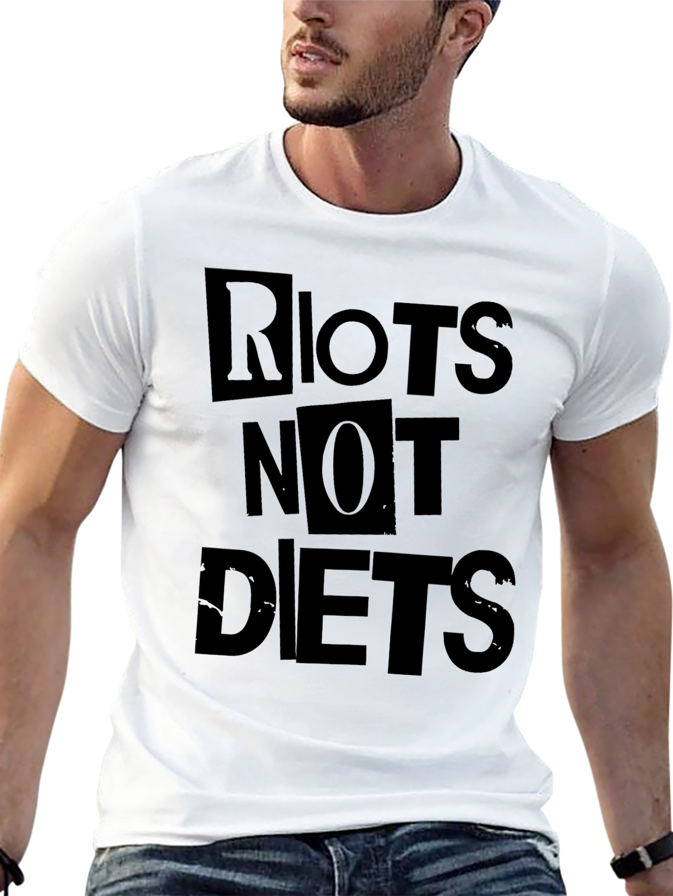 Riots Not Diets Graphic Tee - Bold Statement Shirt