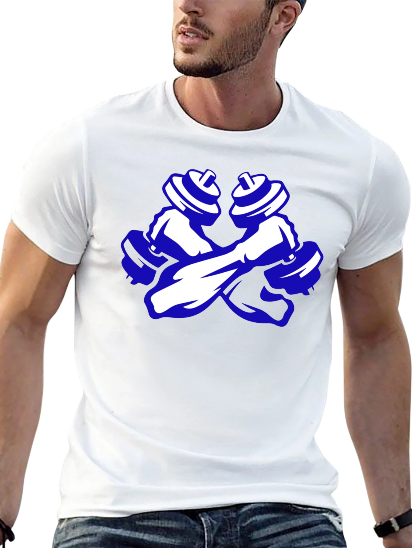 Workout Ready Tee - Crossed Dumbbell Design