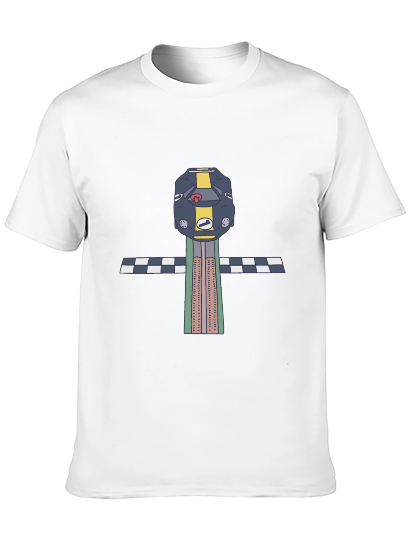 Retro Race Car T-Shirt - Checkered Finish