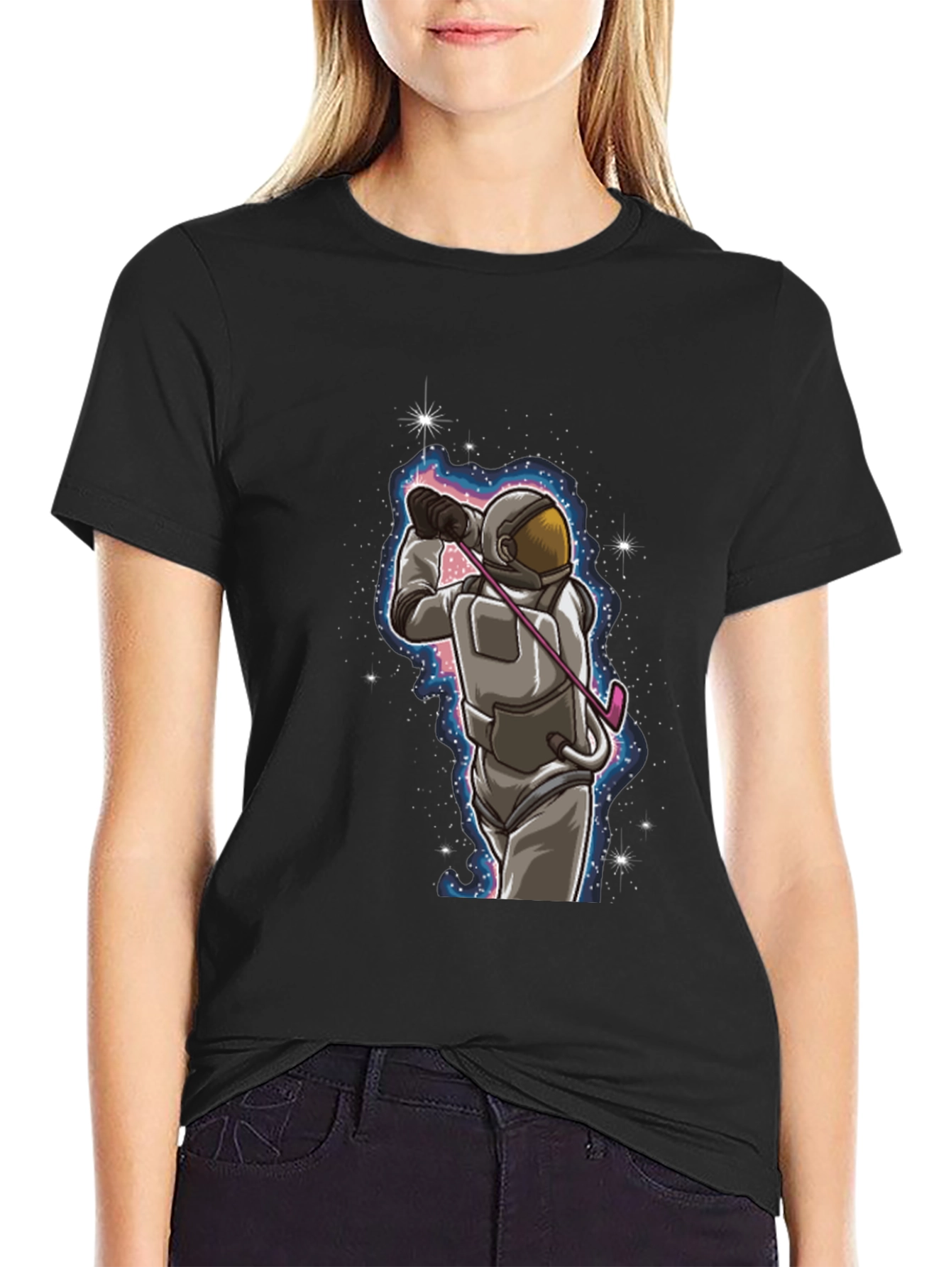 Astronaut Golfing T-Shirt - Space Golfer Tee