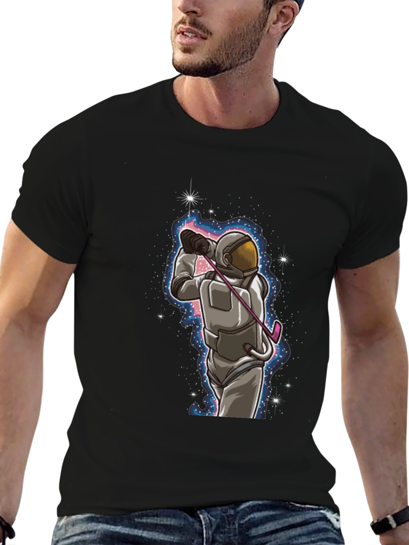 Astronaut Golfing T-Shirt - Space Golfer Tee