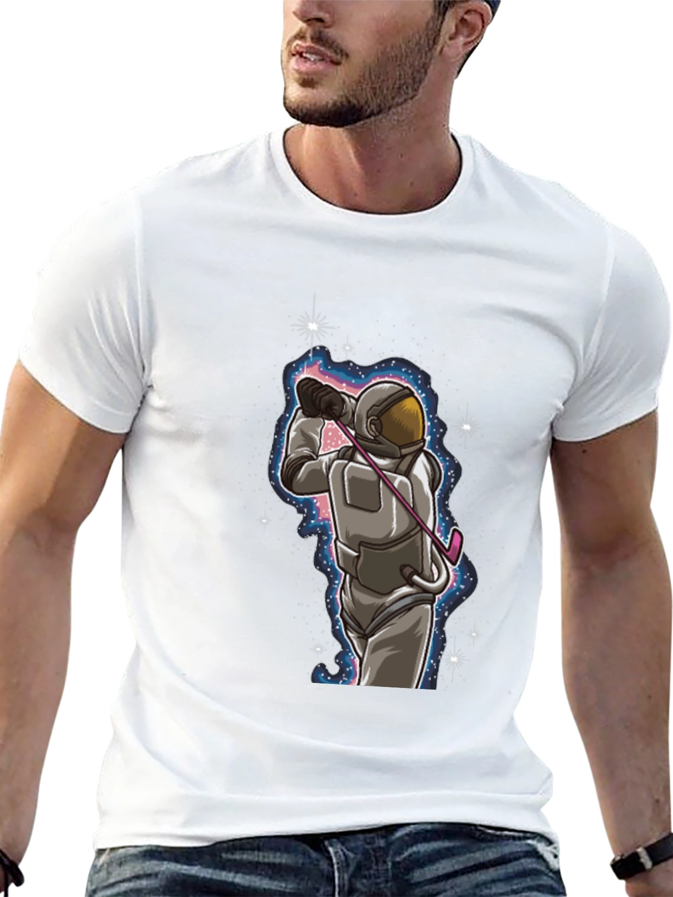 Astronaut Golfing T-Shirt - Space Golfer Tee
