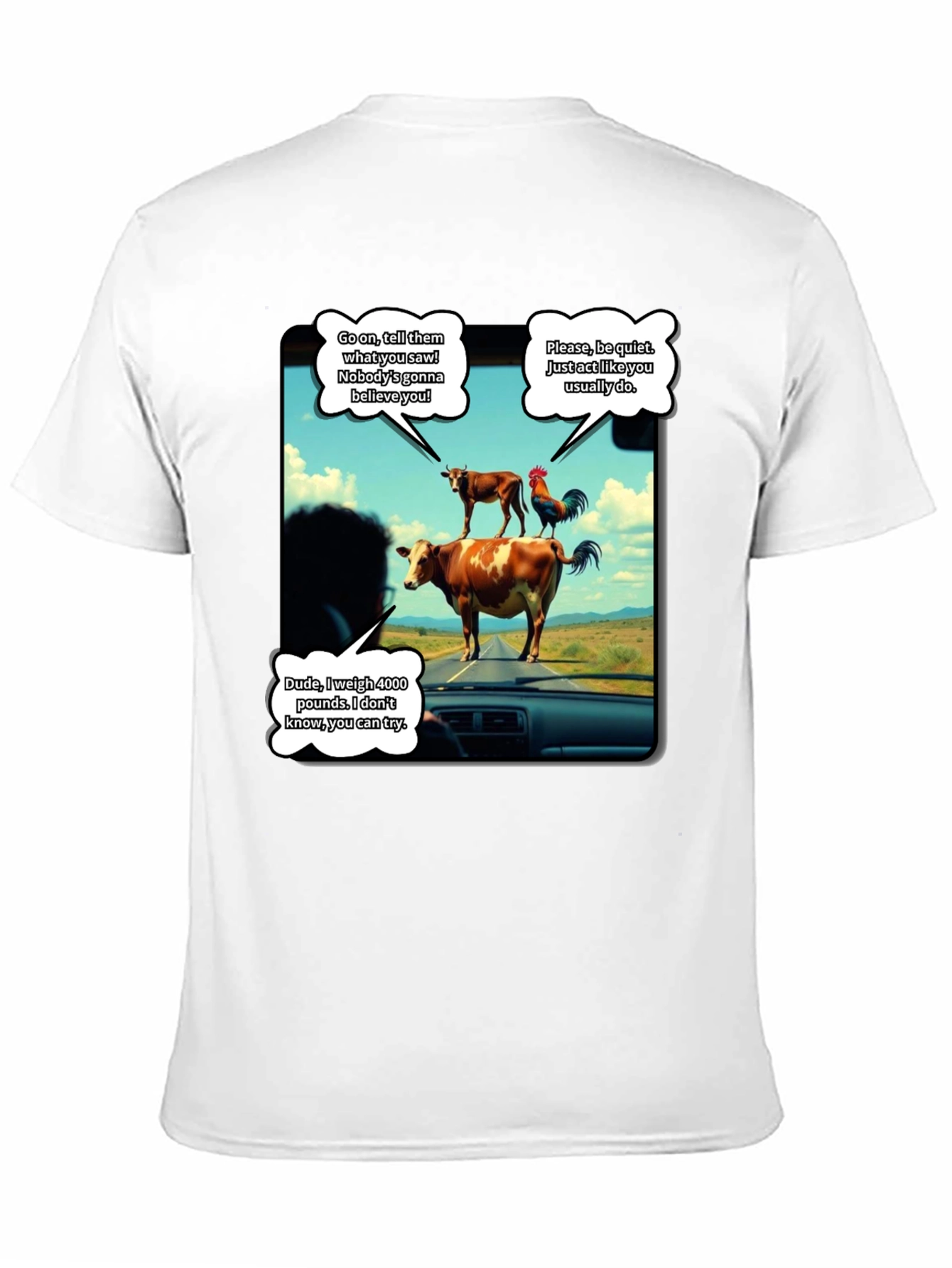 Talking Animals Graphic T-Shirt - Novelty Tee