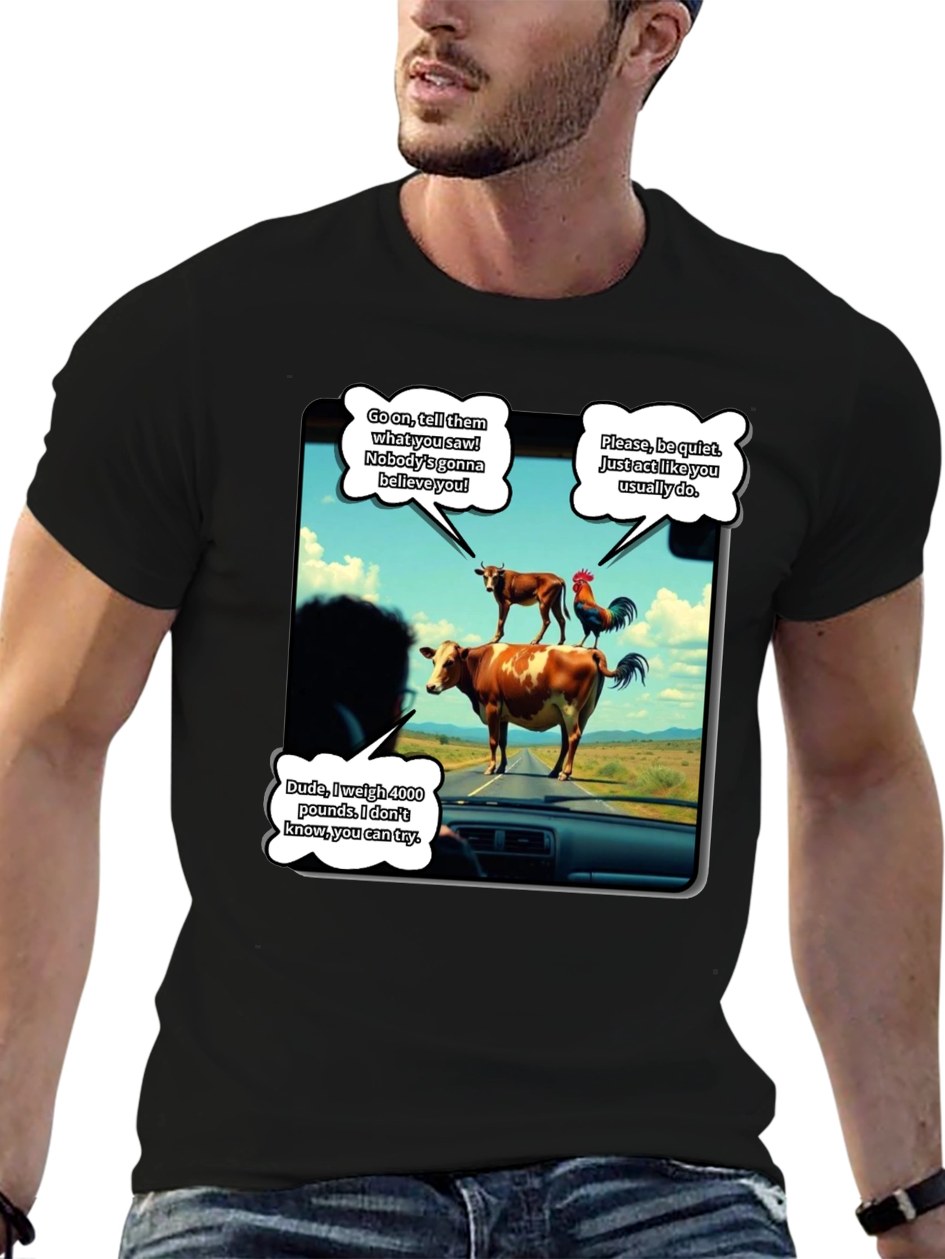 Talking Animals Graphic T-Shirt - Novelty Tee