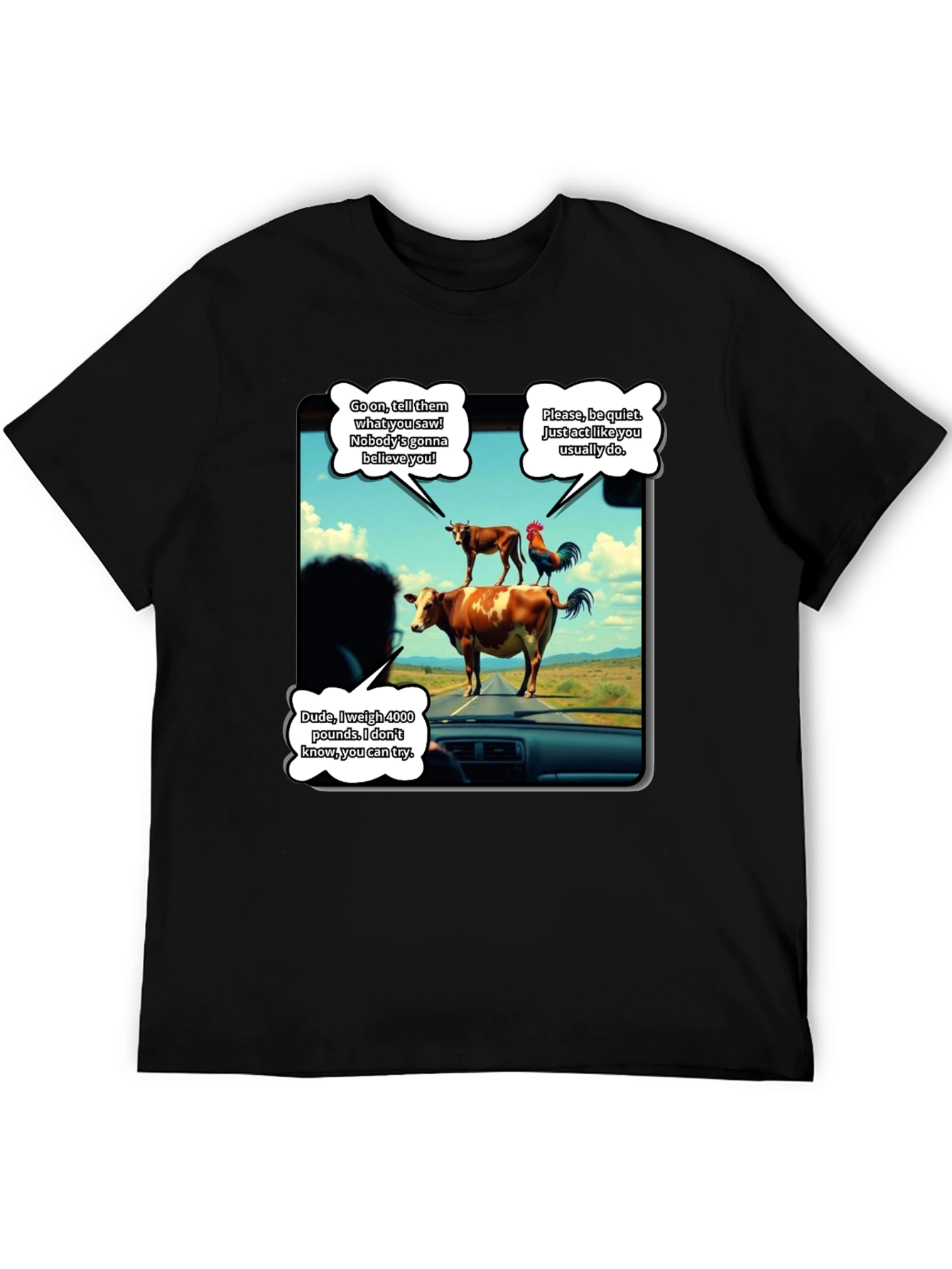 Talking Animals Graphic T-Shirt - Novelty Tee