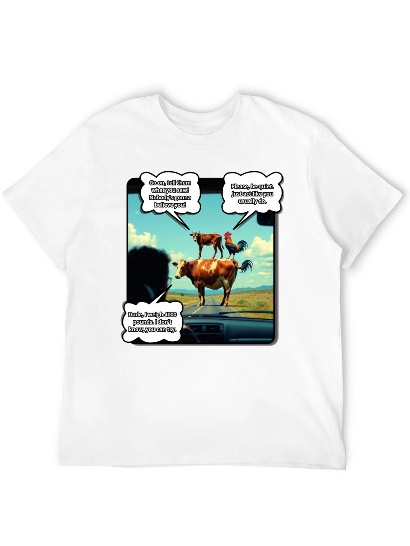 Talking Animals Graphic T-Shirt - Novelty Tee