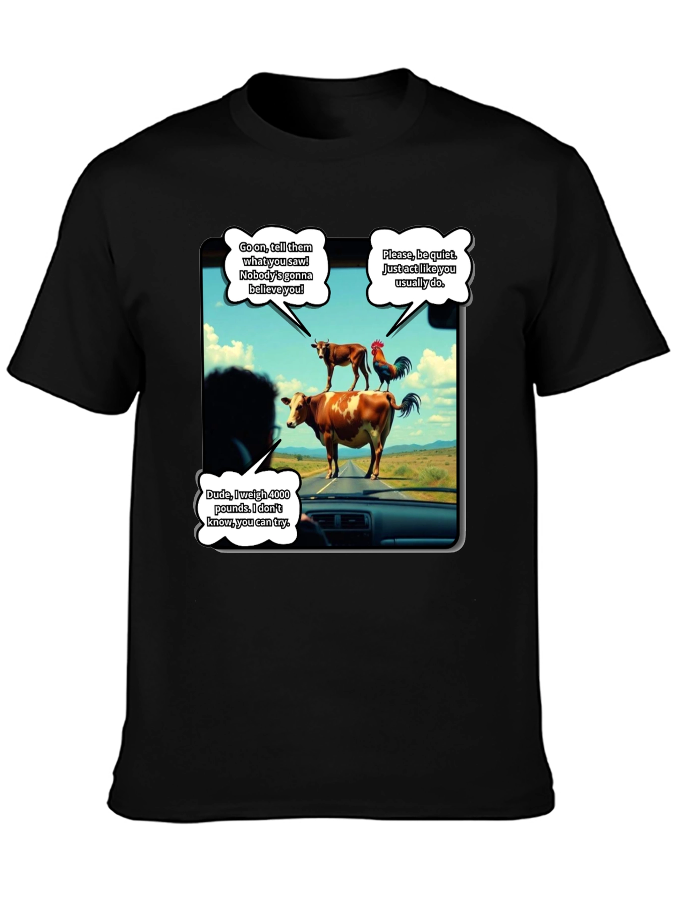 Talking Animals Graphic T-Shirt - Novelty Tee