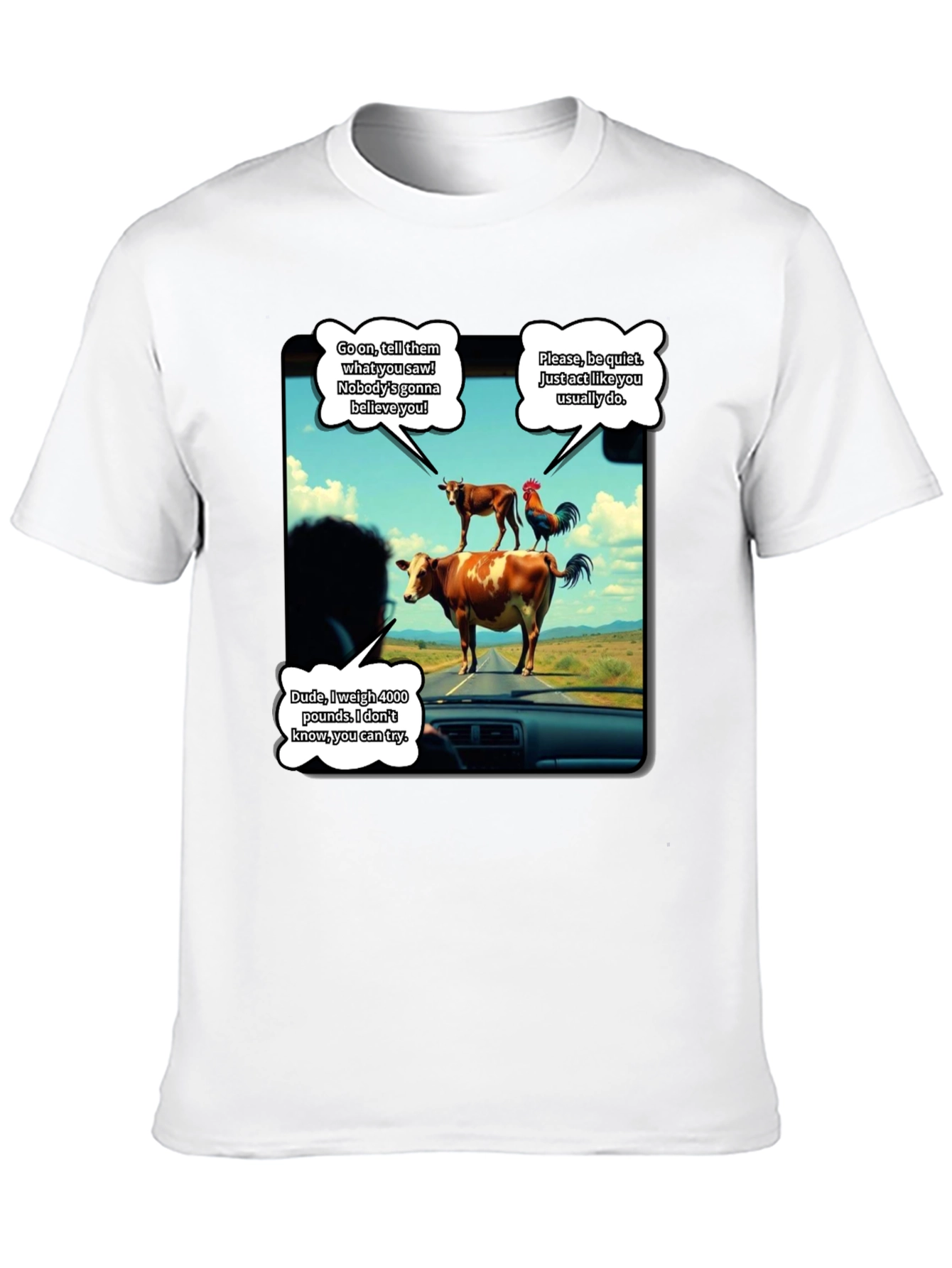 Talking Animals Graphic T-Shirt - Novelty Tee