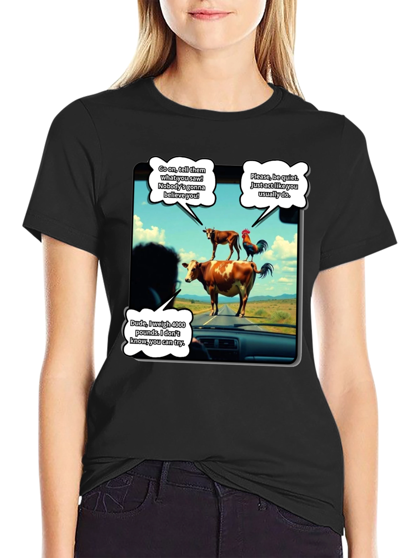 Talking Animals Graphic T-Shirt - Novelty Tee