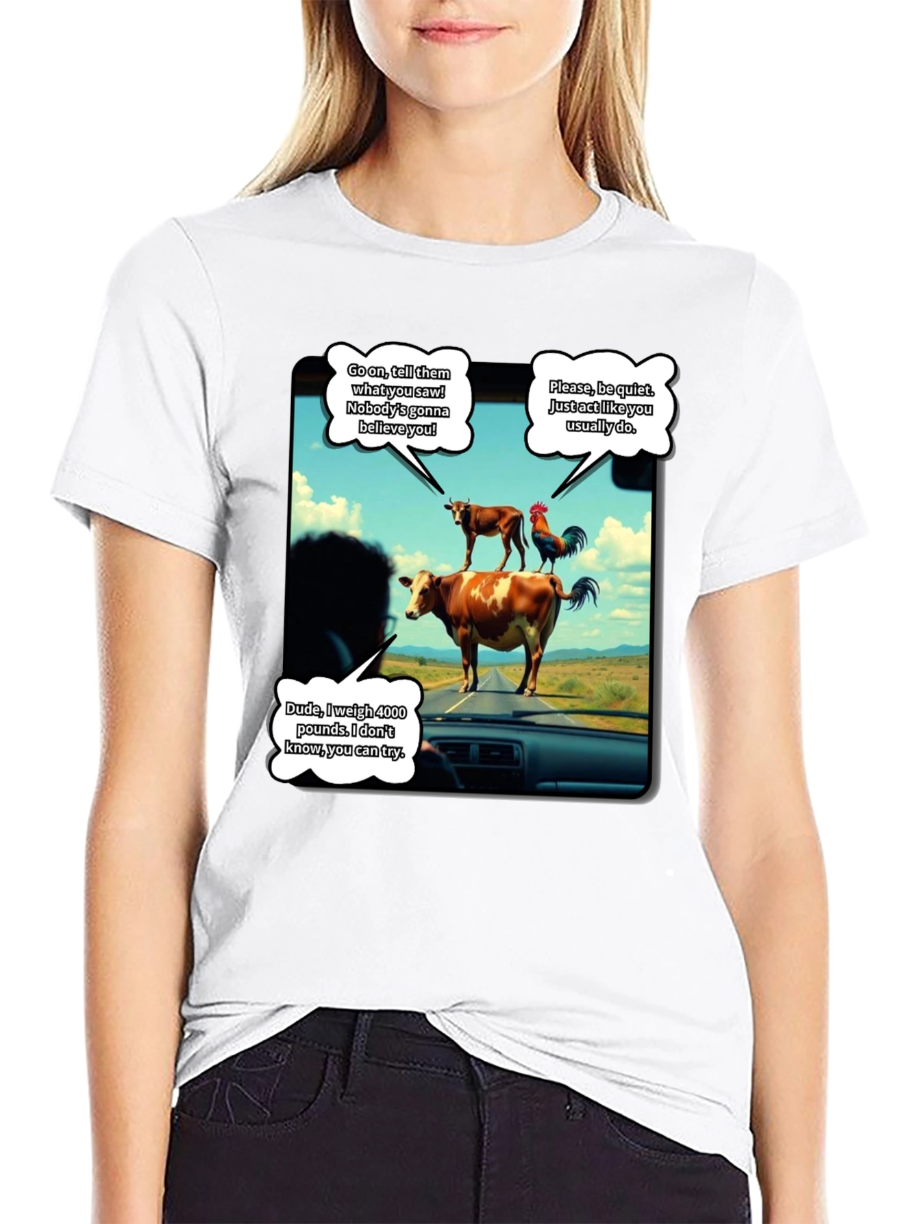 Talking Animals Graphic T-Shirt - Novelty Tee