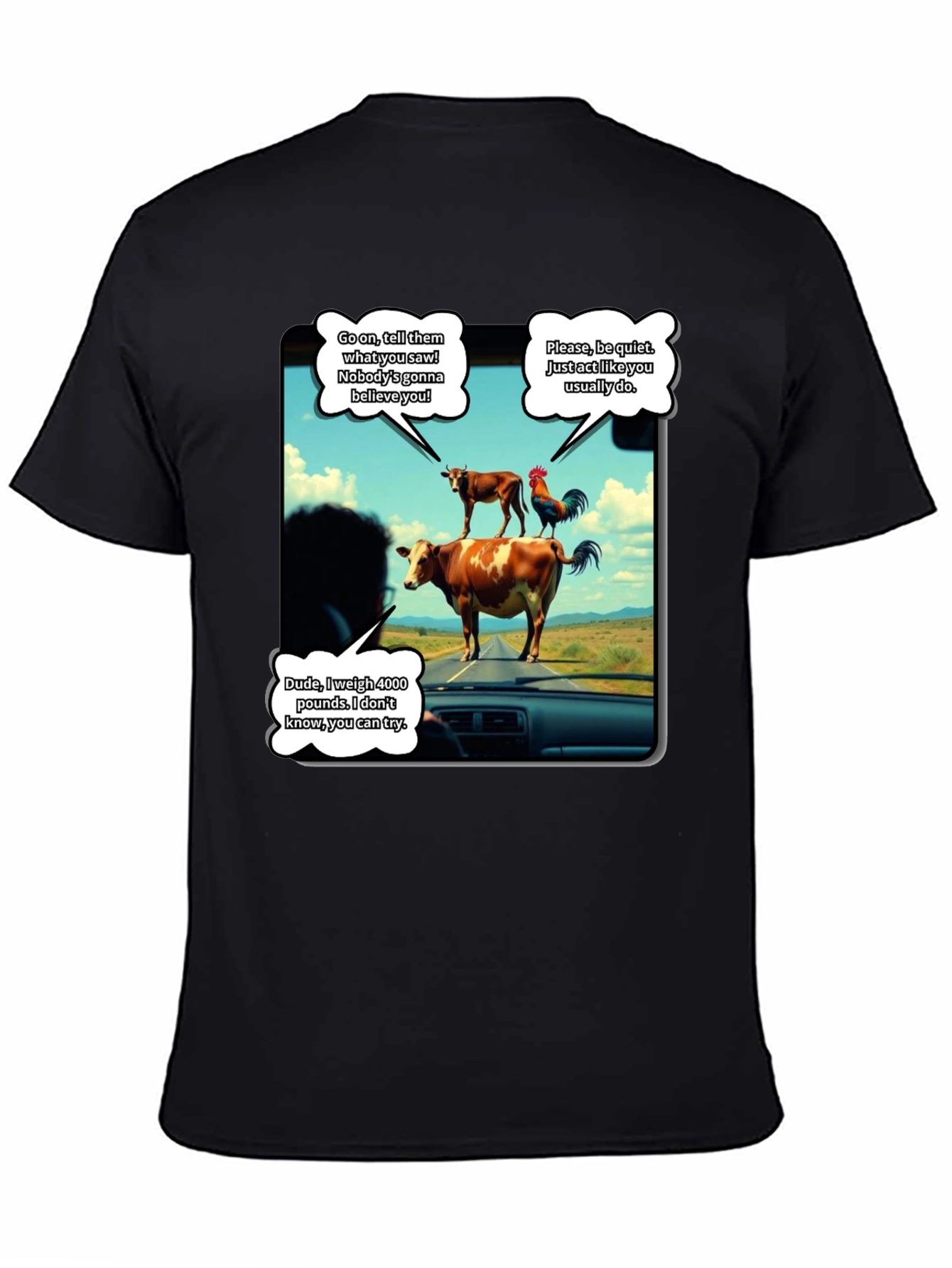 Talking Animals Graphic T-Shirt - Novelty Tee