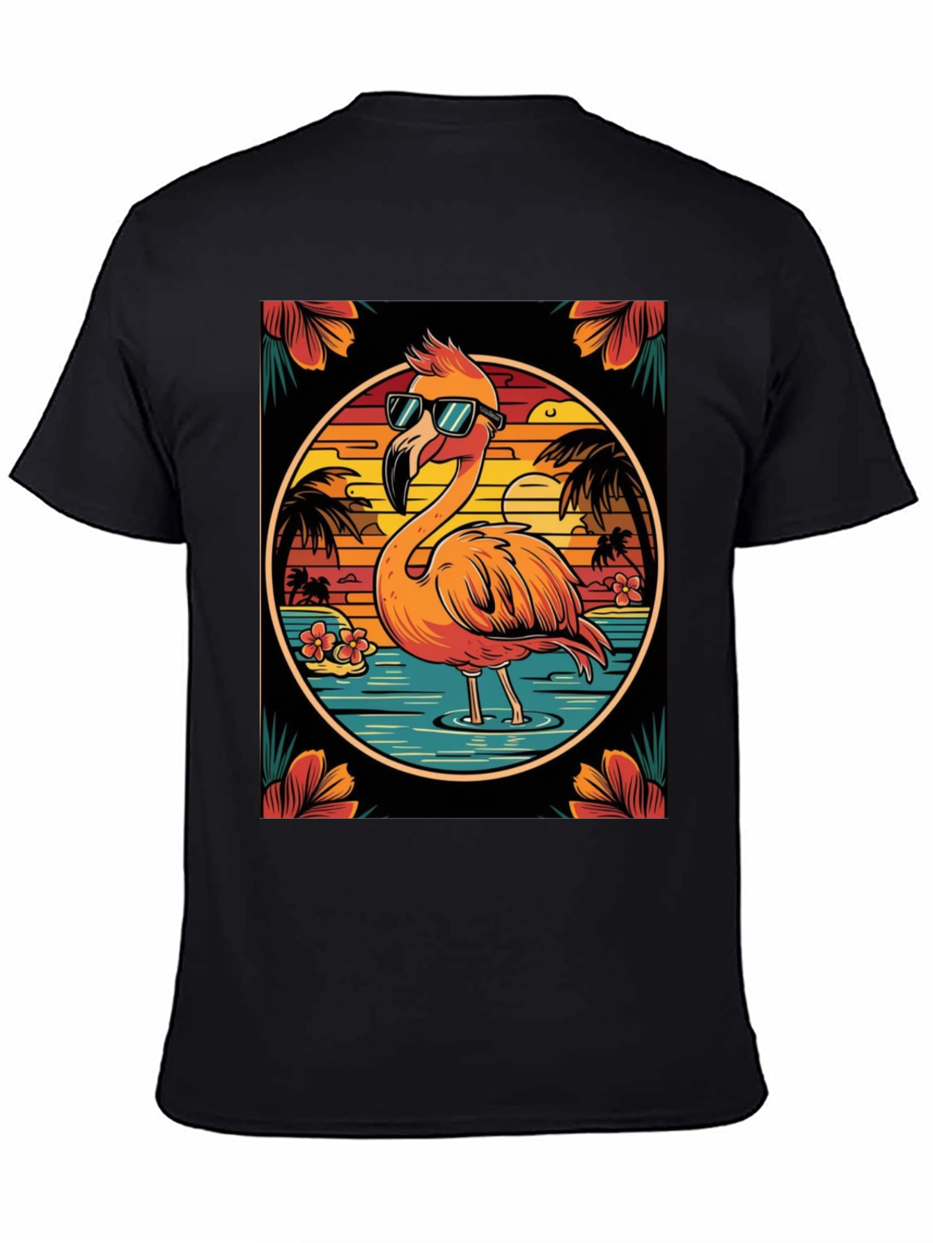 Tropical Flamingo Graphic Tee - Summer Vacation Vibes