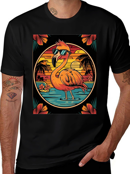 Tropical Flamingo Graphic Tee - Summer Vacation Vibes