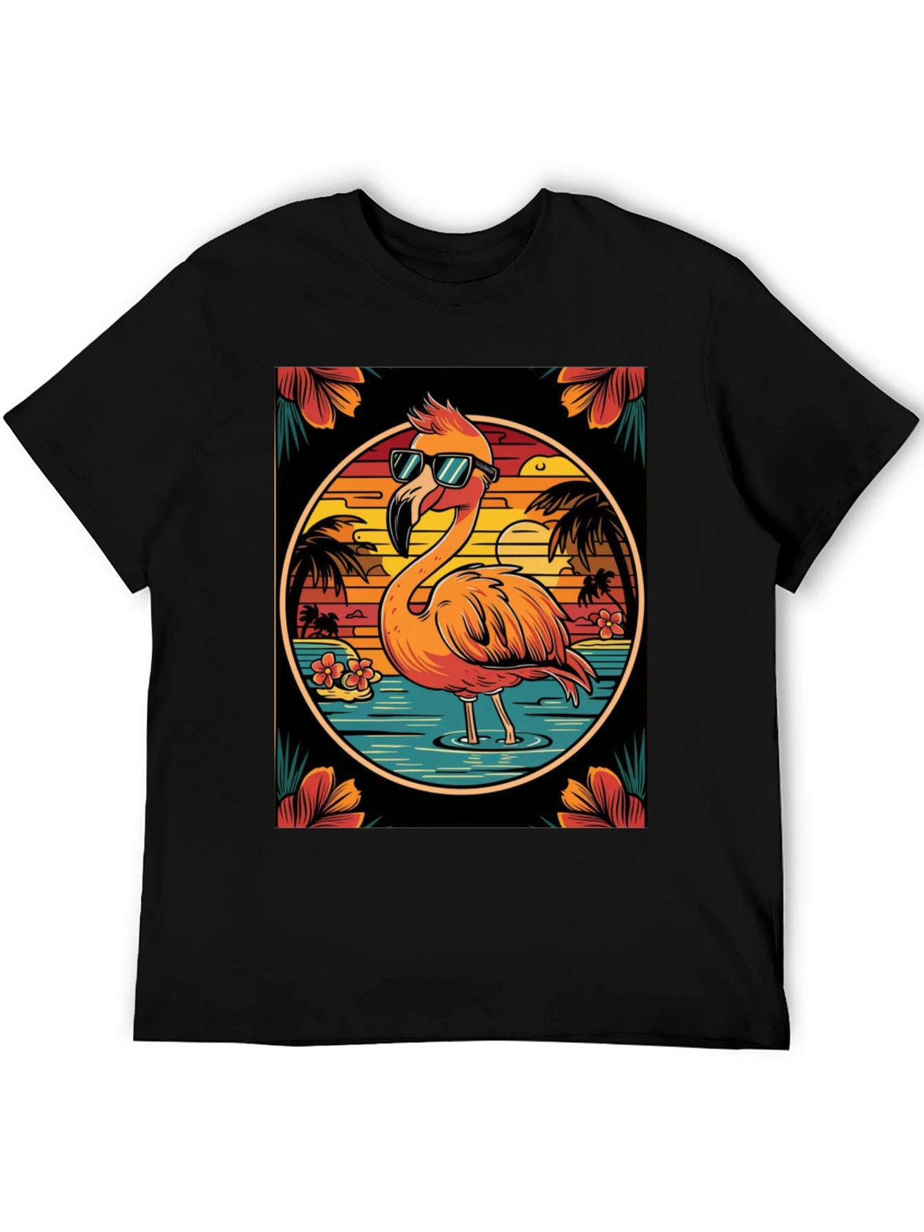 Tropical Flamingo Graphic Tee - Summer Vacation Vibes