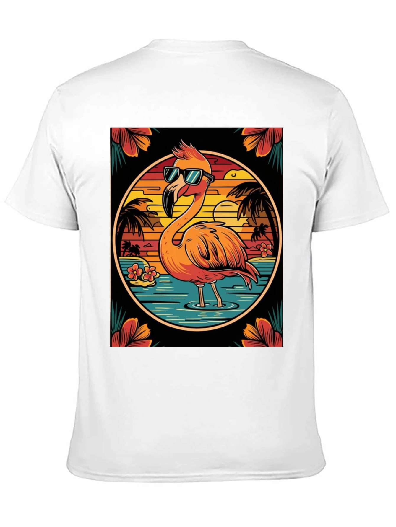 Tropical Flamingo Graphic Tee - Summer Vacation Vibes