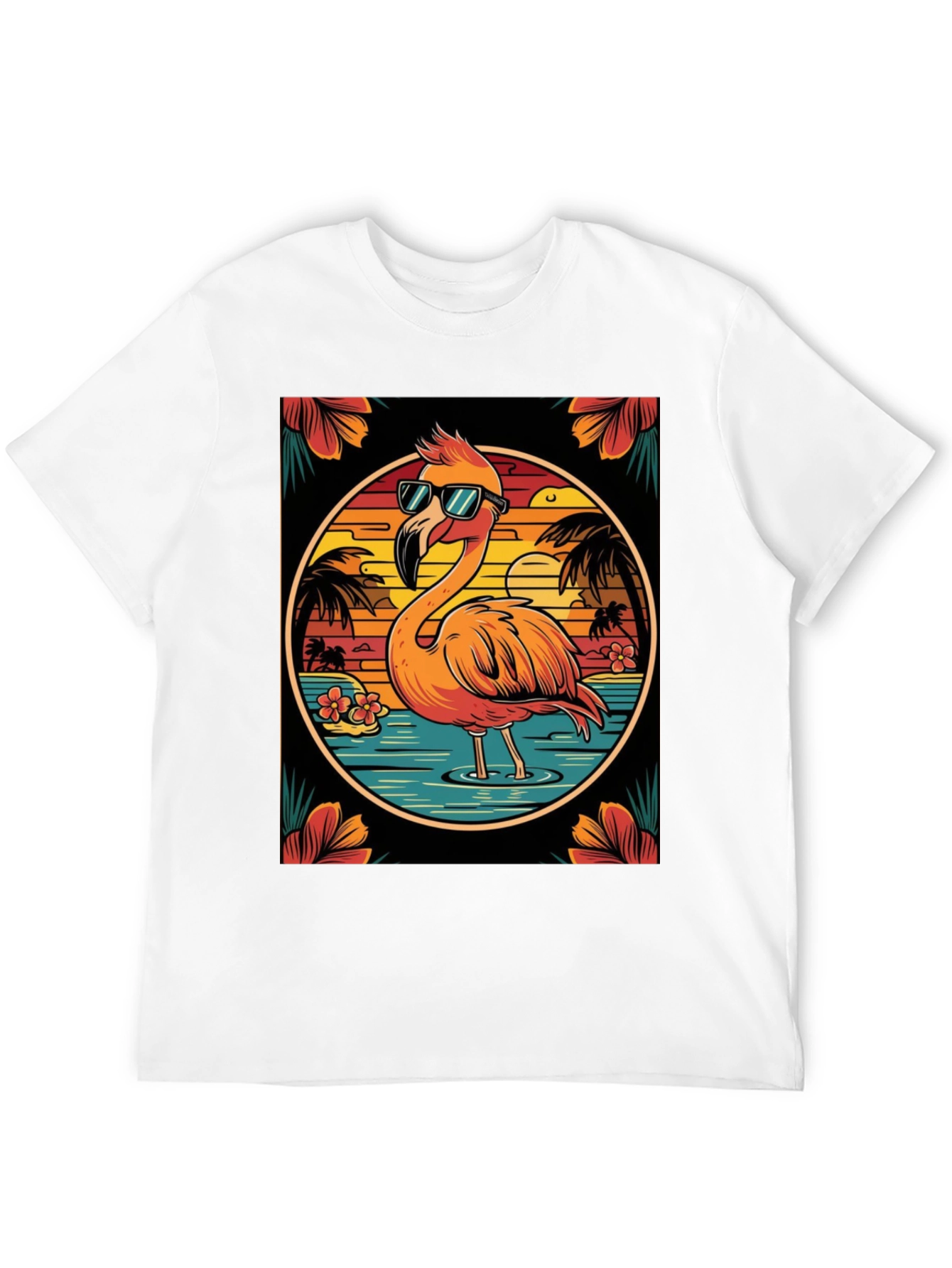 Tropical Flamingo Graphic Tee - Summer Vacation Vibes
