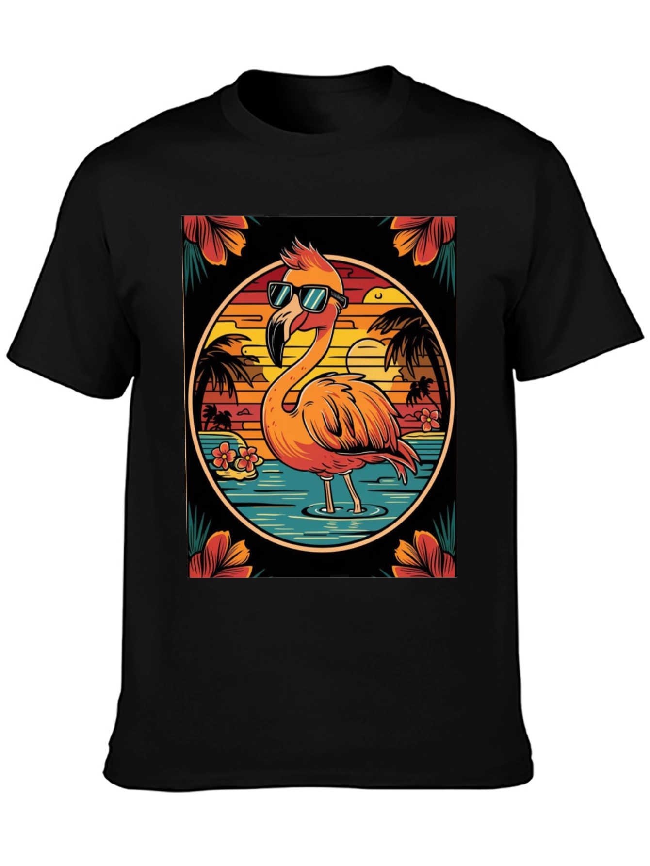 Tropical Flamingo Graphic Tee - Summer Vacation Vibes