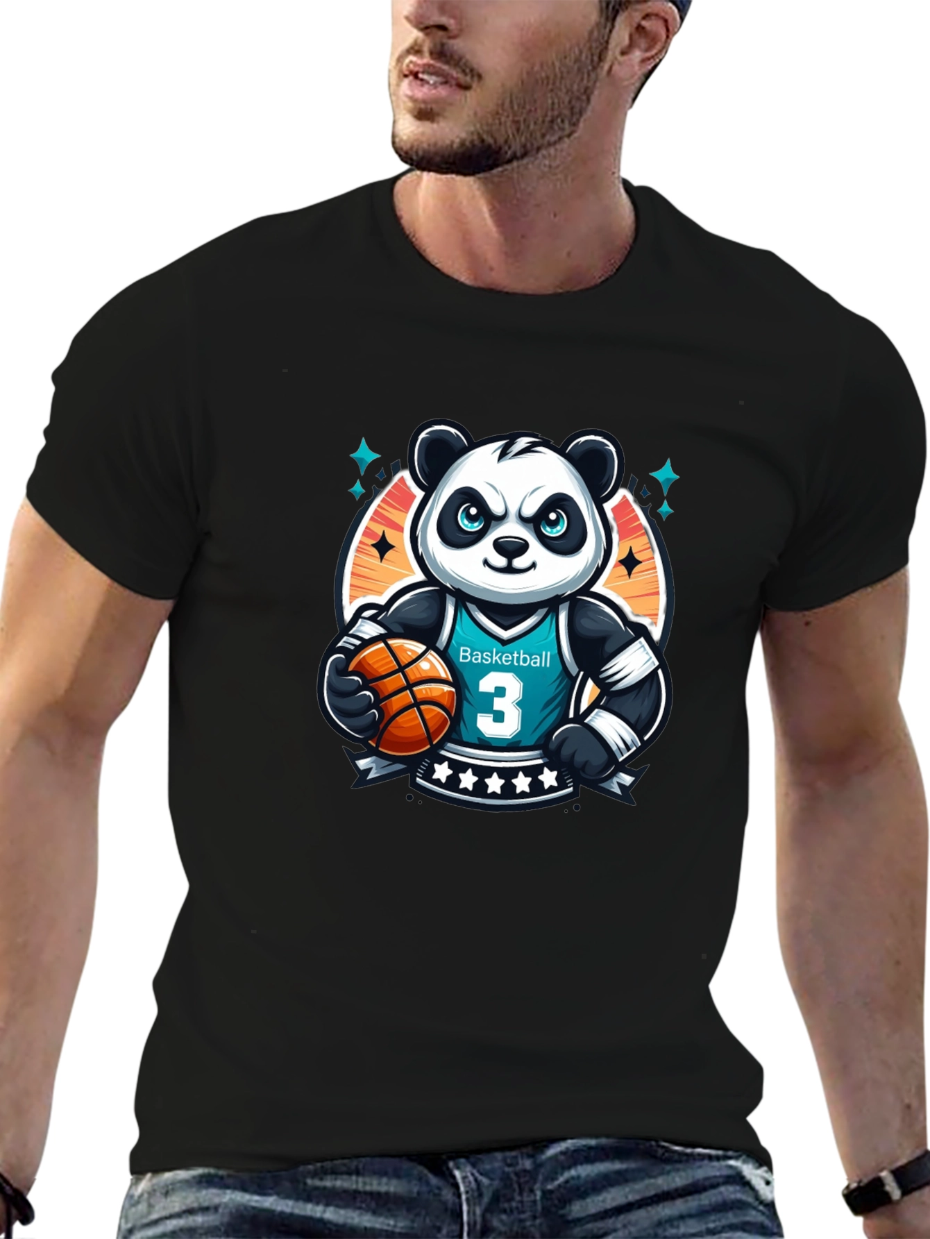 Basketball Panda T-Shirt - Black
