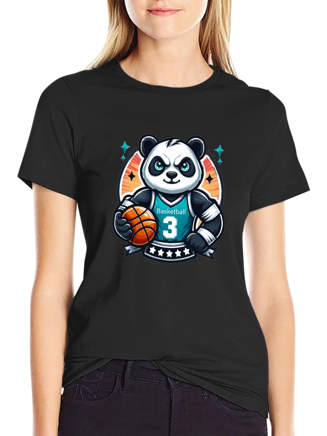 Basketball Panda T-Shirt - Black
