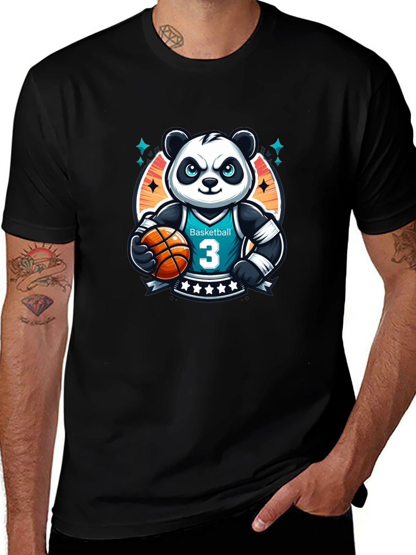Basketball Panda T-Shirt - Black