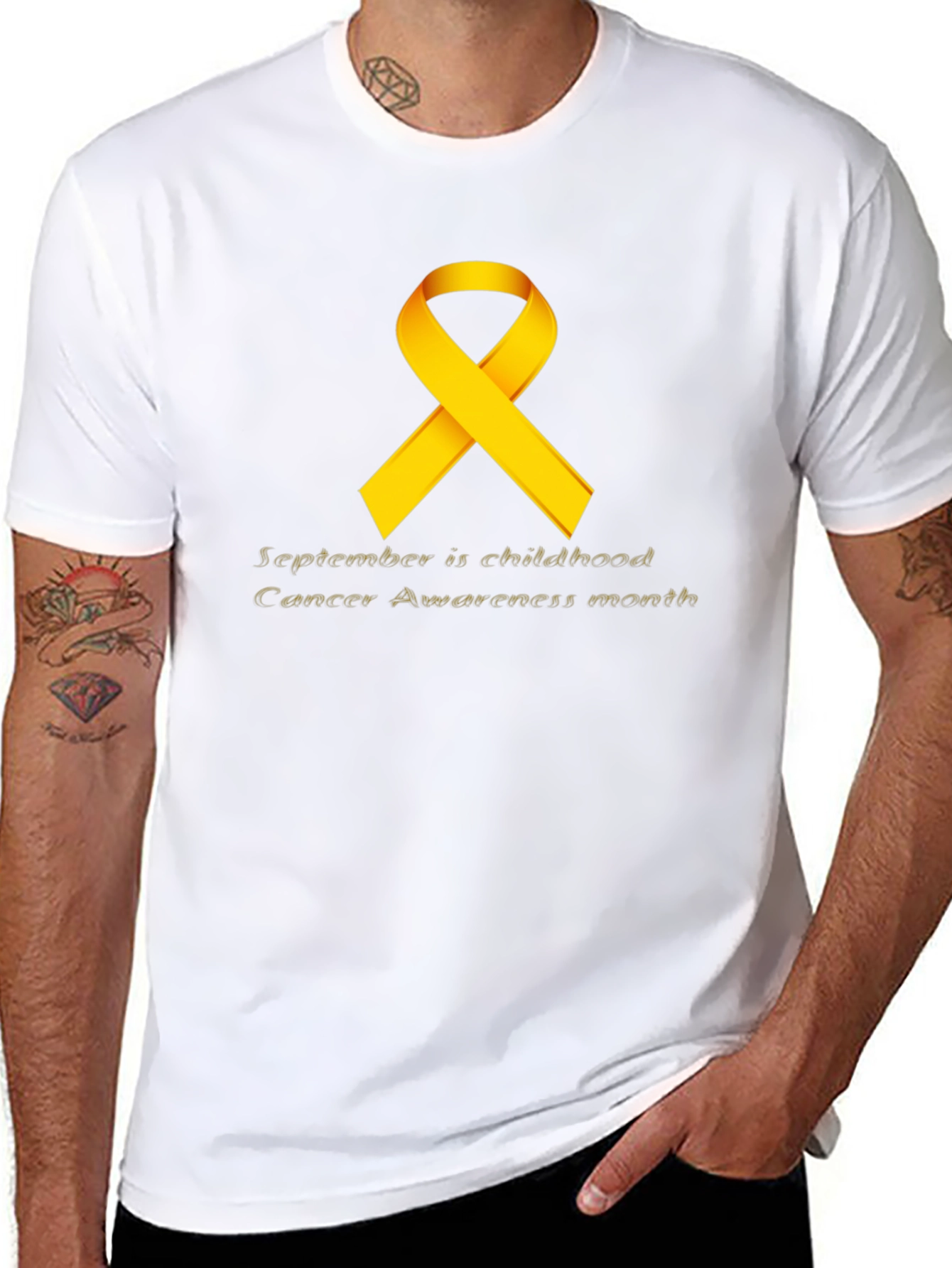 Childhood Cancer Awareness T-Shirt - Gold Ribbon