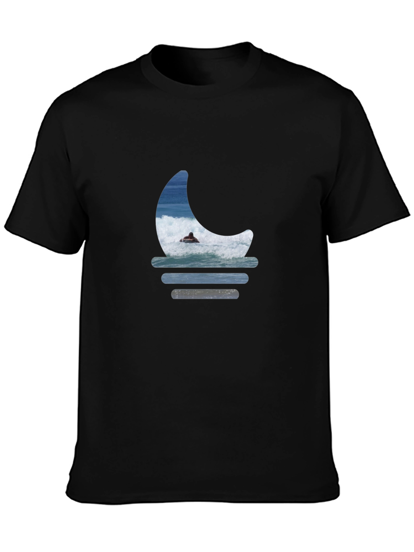 Surfer Moon Graphic Tee - Relaxed Fit Black T-Shirt