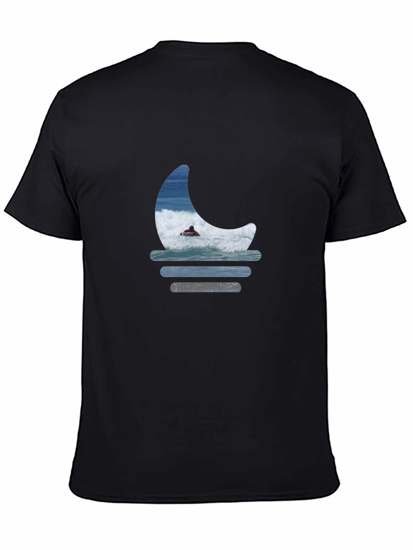 Surfer Moon Graphic Tee - Relaxed Fit Black T-Shirt