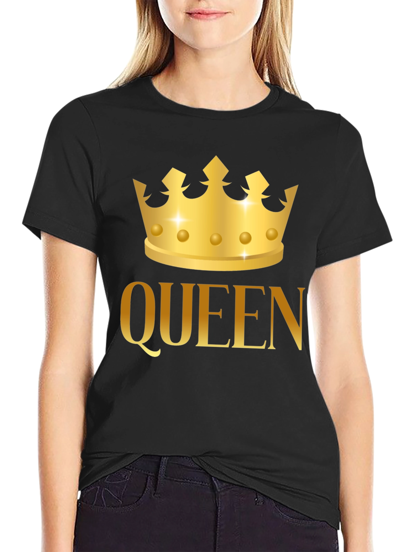 Queen Crown Graphic Tee - Gold Print