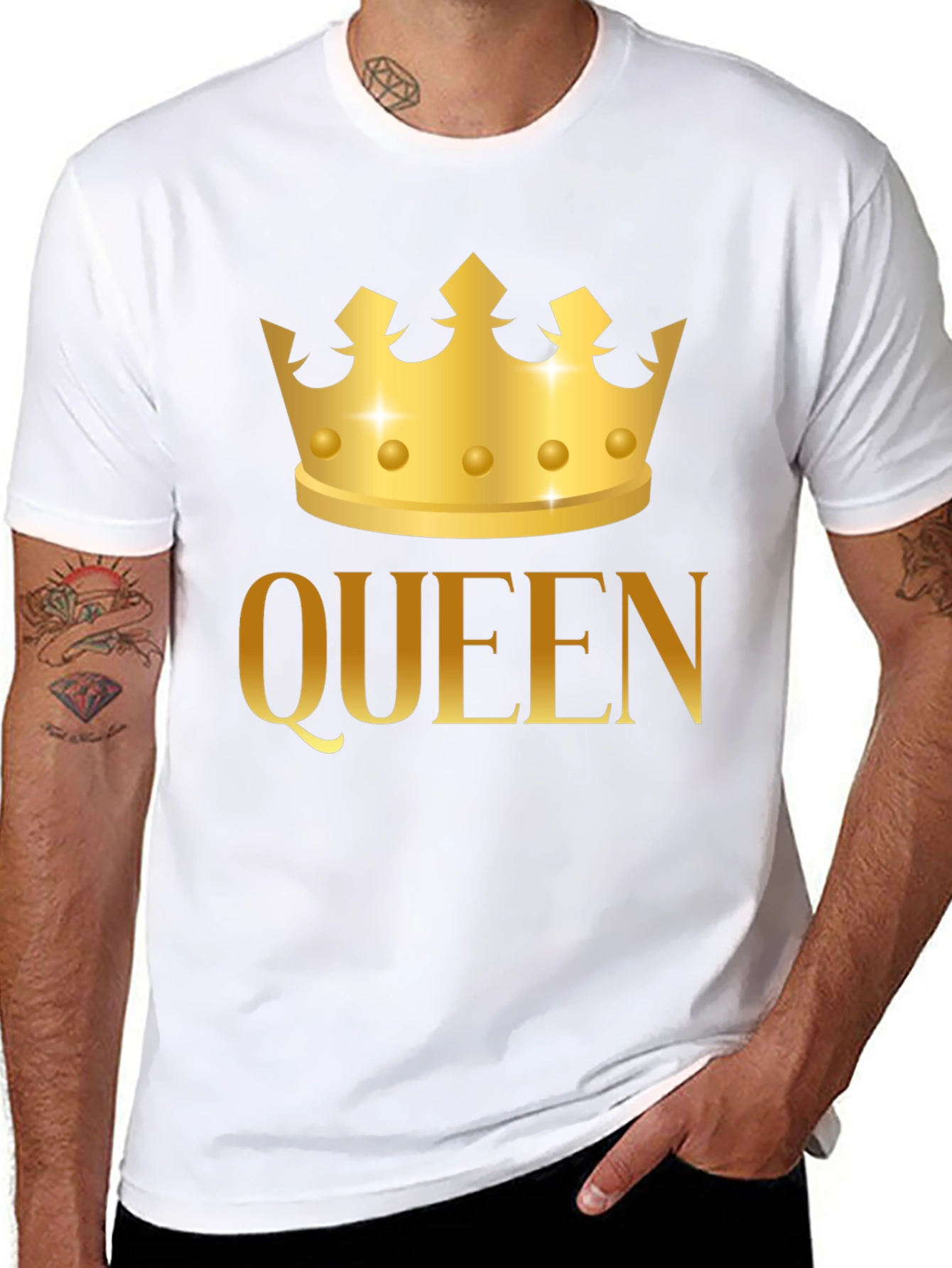 Queen Crown Graphic Tee - Gold Print