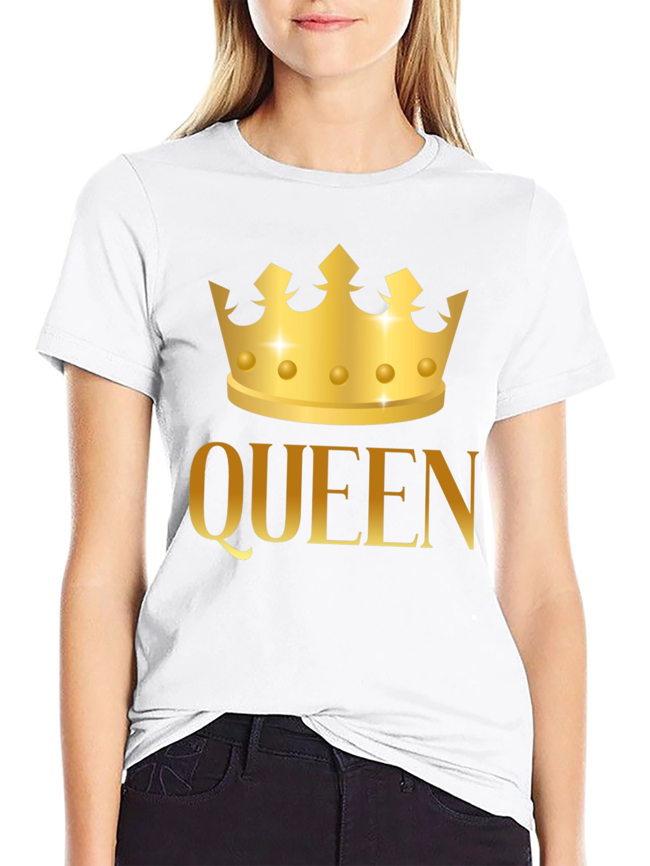 Queen Crown Graphic Tee - Gold Print