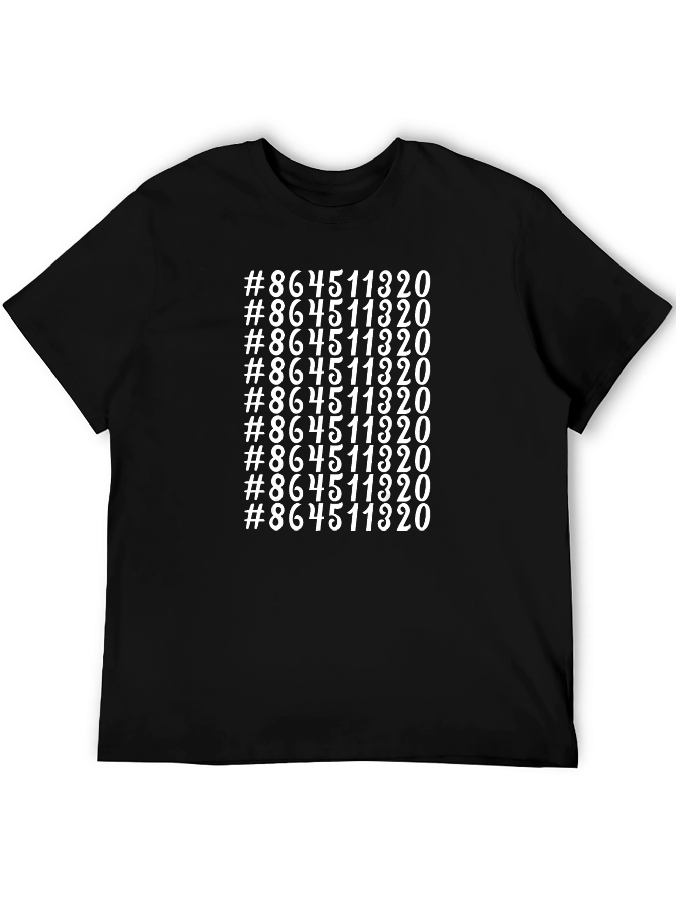Repeated Number Graphic Tee - Black