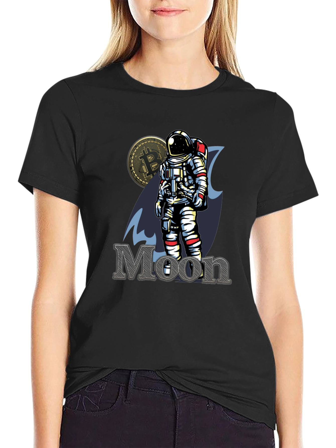 Bitcoin to the Moon Black T-Shirt