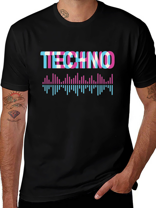 Techno Music Black Graphic T-Shirt