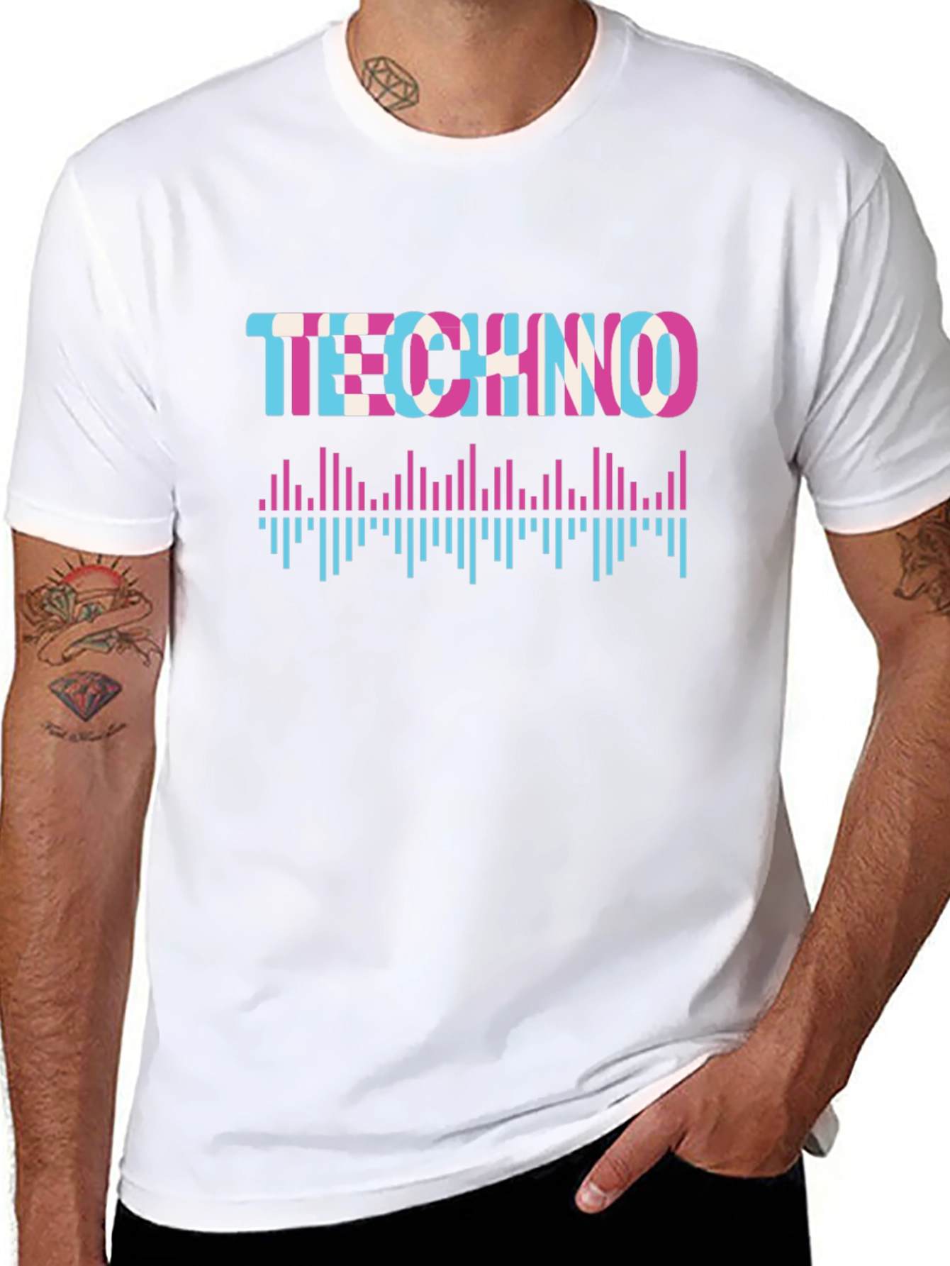 Techno Music Black Graphic T-Shirt