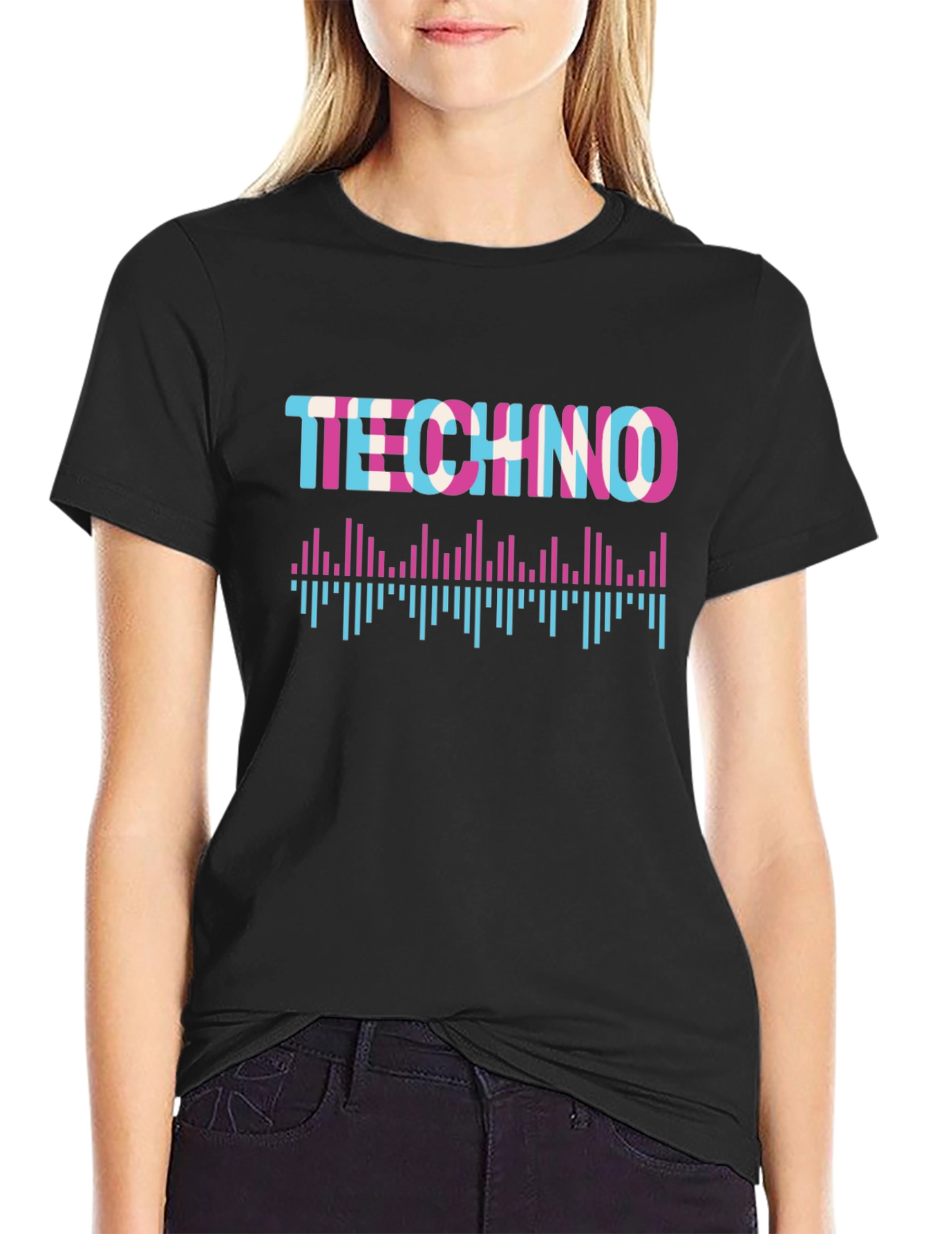 Techno Music Black Graphic T-Shirt